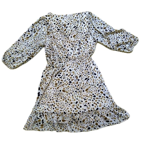 🐆 GILLI Leopard Print Tiered Dress | Tan Brown Cream | Sz L | Flowy, Feminine - Picture 2 of 6
